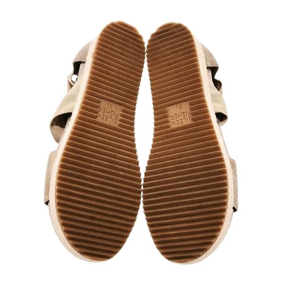EILEEN FISHER Zoe Metallic Leather & Mesh Espadrille Platform Sandals 8.5 Shoes - Picture 7 of 7